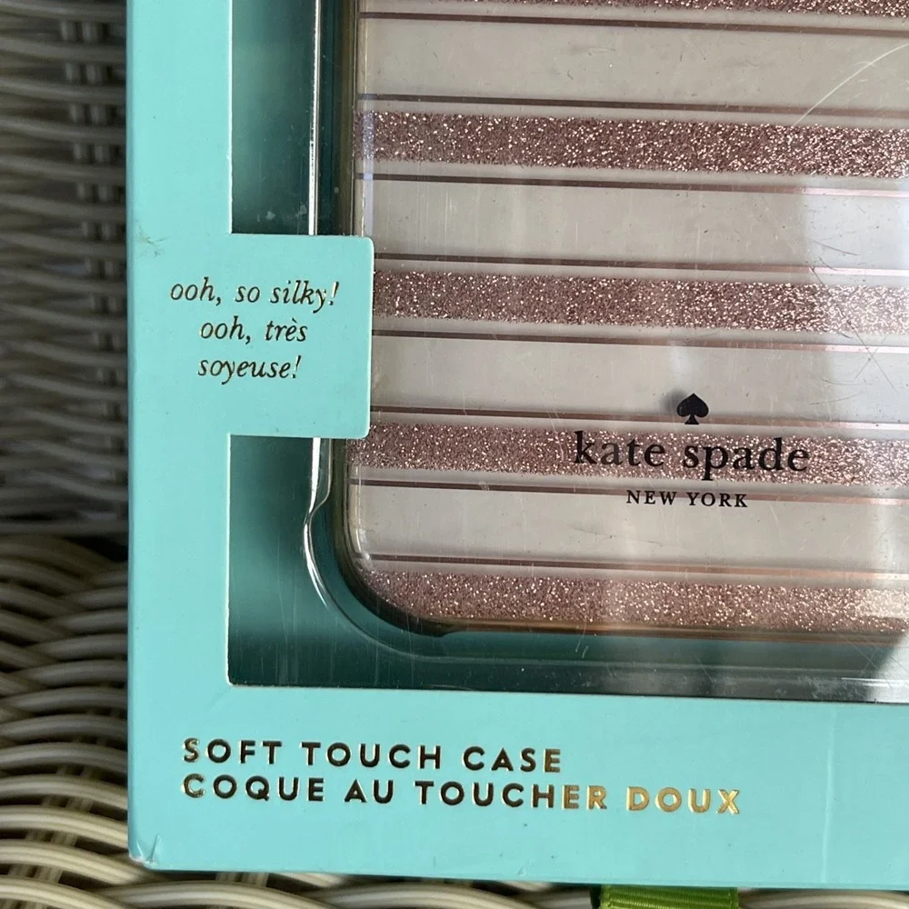 Kate Spade New York Phone Case iPhone XR NIB Clear Rose Gold Stripe